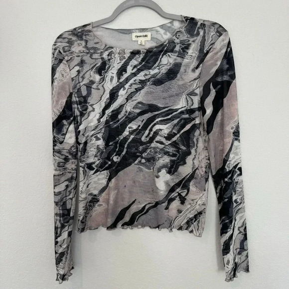 Open Edit Long Sleeve Top Gray Size Medium - Picture 4 of 5